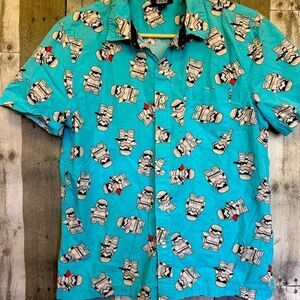 Disney Parks Star Wars Storm Trooper Button Down Cotton Shirt Men’s Sz S